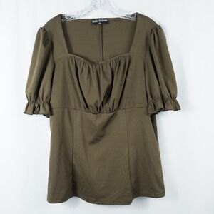 Scarlet Darkness Slim Fit Square Neck Short Sleeve Renaissance Top 2XL Green